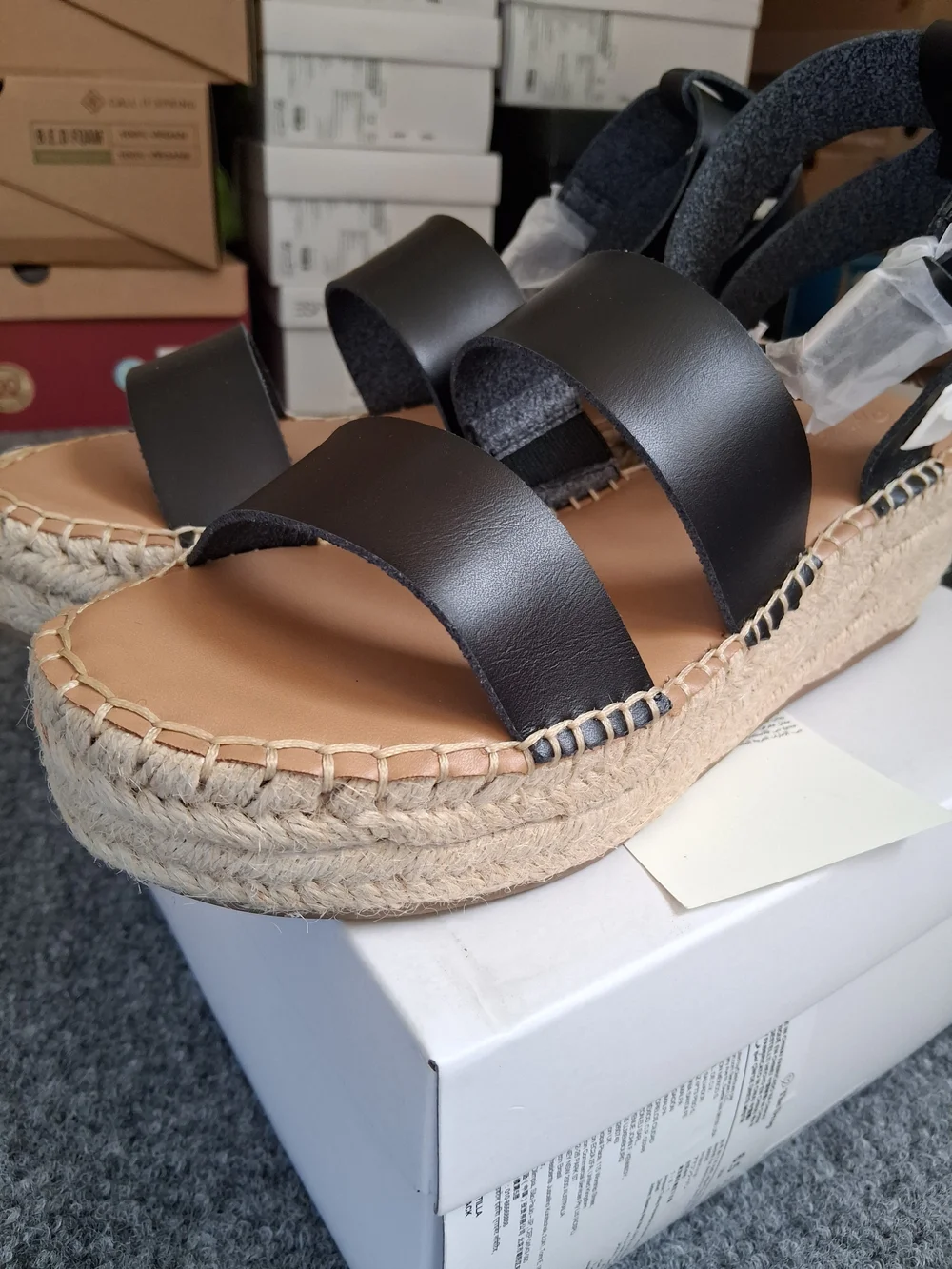 Black Espadrille Platform Sandals - Women